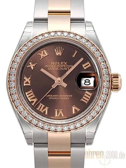 Rolex Datejust 28 Stahl Everose‑Gold 279381RBR Choco Römisch
