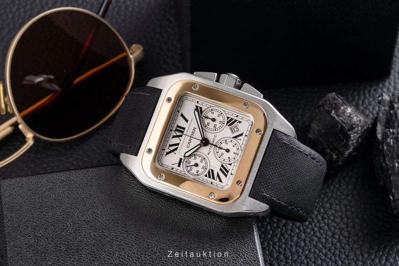 Cartier Santos 100 chronograph steel / gold automatic men's watch W20091X7 LP: 16700EUR [2505269]