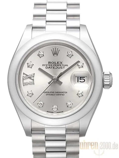 Rolex Datejust 28 Platin 279166 Silber Römisch Diamant