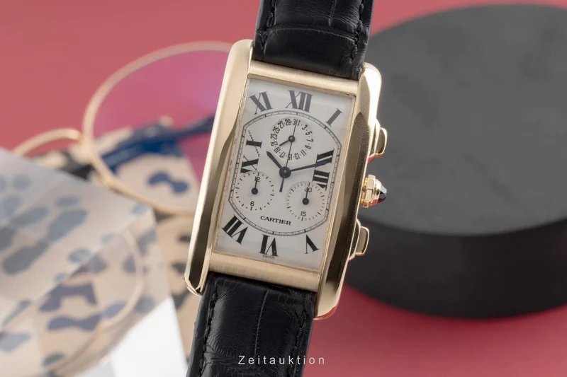 Cartier Tank Américaine chronograph 18 ct gold quartz men's watch W2601156 [2504041]