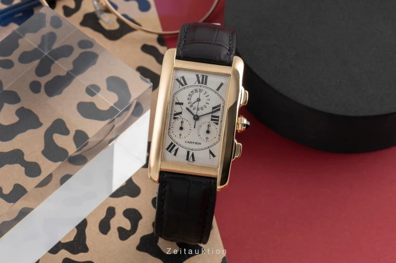 Cartier Tank Américaine chronograph 18 ct gold quartz men's watch W2601156 [2504041]