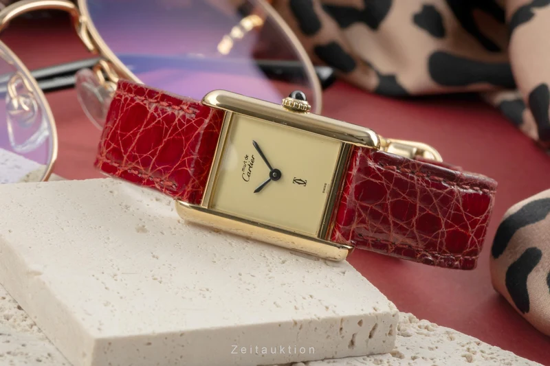 Cartier Tank silver-gilt manual winding women's watch 3 [2504215]