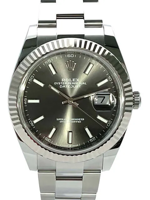 Rolex Datejust 41 Edelstahl Weißgold 126334 Grau