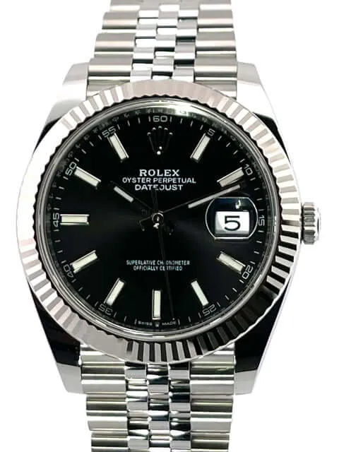 Rolex Datejust 41 Edelstahl Weißgold 126334 Schwarz Jubile-Band