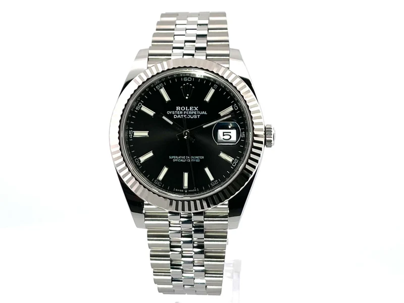 Rolex Datejust 41 Edelstahl Weißgold 126334 Schwarz Jubile-Band