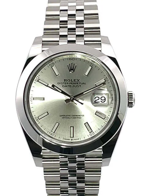 Rolex Datejust 41 Edelstahl 126300 Silber Jubile-Band