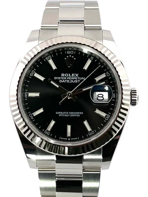 Rolex Datejust 41 Edelstahl Weißgold 126334 Schwarz