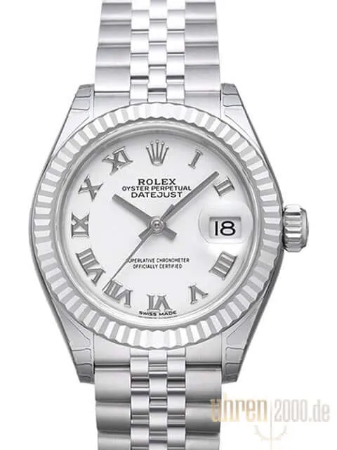 Rolex Datejust 28 279174 Weiß Römisch Jubile-Band