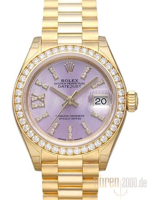 Rolex Lady-Datejust 28 Gelbgold 279138 RBR Flieder Diamant