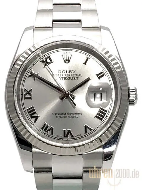 Rolex Datejust 36 Rhodium Römisch 116234 aus 2008