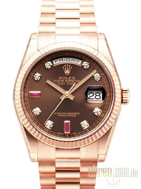 Rolex Day-Date 36 118235 Everose-Gold Choco Diamant Rubin