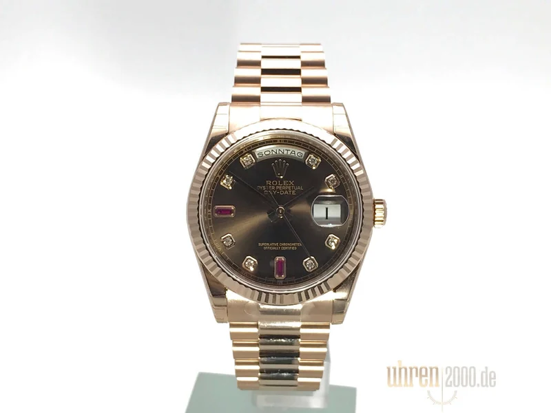 Rolex Day-Date 36 118235 Everose-Gold Choco Diamant Rubin