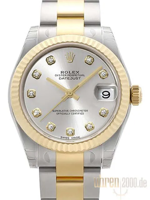 Rolex Datejust 31 Edelstahl Gelbgold 178273 Silber Diamant
