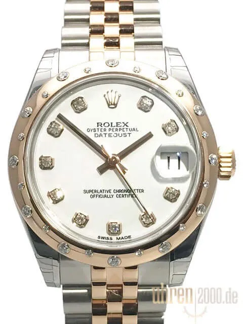 Rolex Datejust 31 Edelstahl Everose-Gold Diamant Lünette 178341 Weiß DIA Jubile-Band