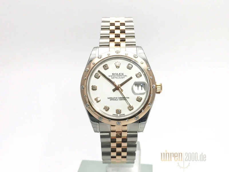 Rolex Datejust 31 Edelstahl Everose-Gold Diamant Lünette 178341 Weiß DIA Jubile-Band