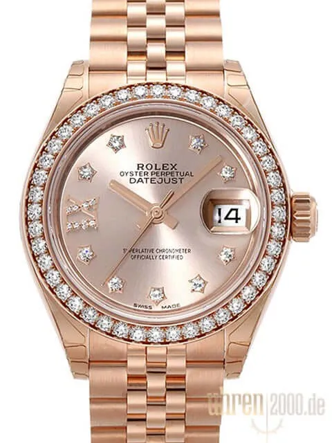 Rolex Lady-Datejust 28 Everose-Gold 279135 RBR Sundust R Dia Jubile