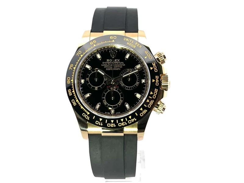 Rolex Daytona 116518LN Gelbgold Oysterflex Schwarz