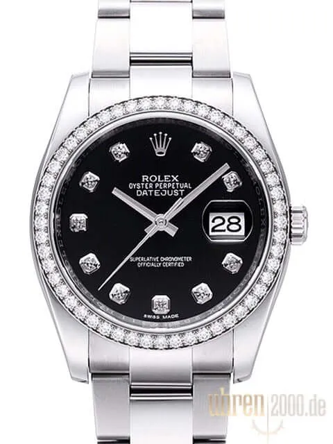Rolex Datejust 36 Edelstahl Weißgold Diamant Lünette 116244 Schwarz Diamant