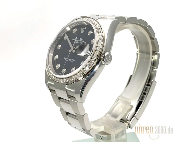 Rolex Datejust 36 Edelstahl Weißgold Diamant Lünette 116244 Schwarz Diamant