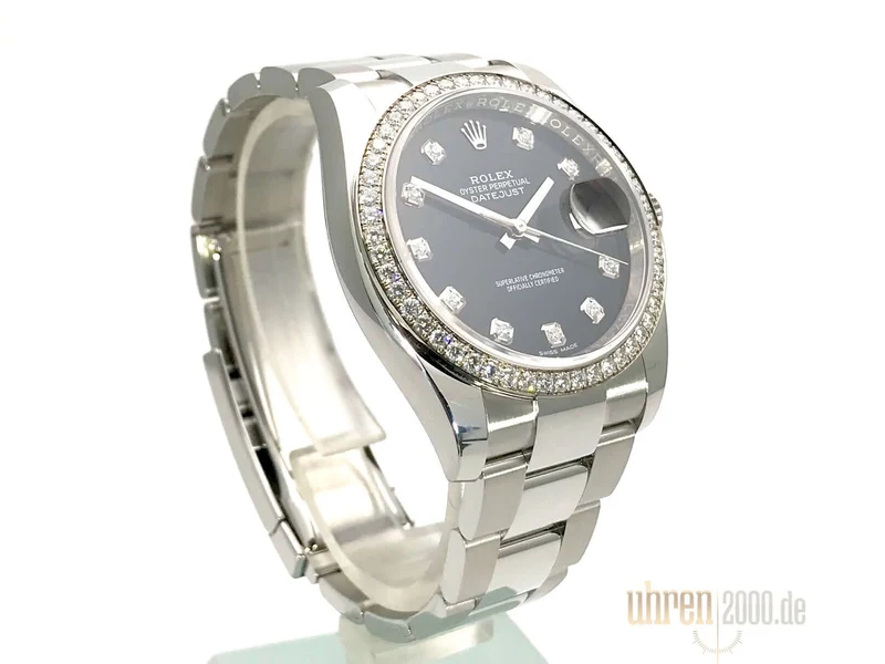 Rolex Datejust 36 Edelstahl Weißgold Diamant Lünette 116244 Schwarz Diamant