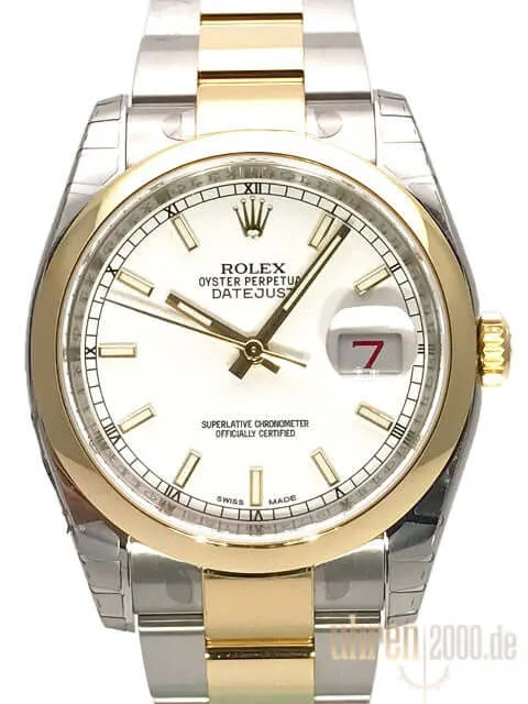 Rolex Datejust 36 Edelstahl Gelbgold 116203 Weiß