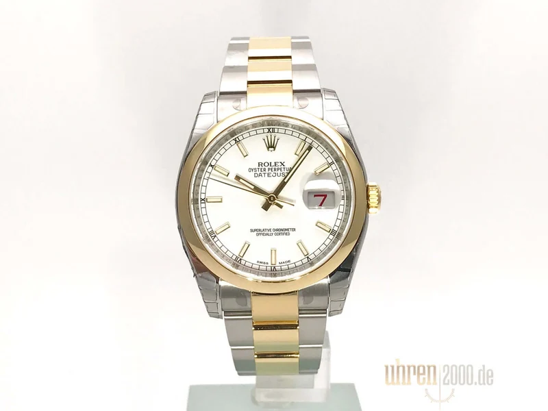 Rolex Datejust 36 Edelstahl Gelbgold 116203 Weiß