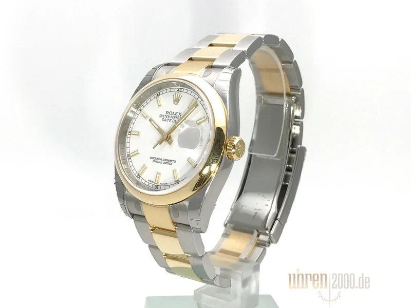 Rolex Datejust 36 Edelstahl Gelbgold 116203 Weiß
