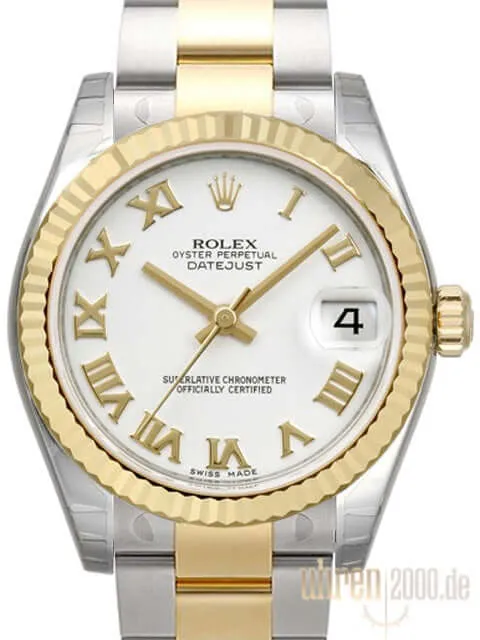 Rolex Datejust 31 Edelstahl Gelbgold 178273 Weiß Römisch