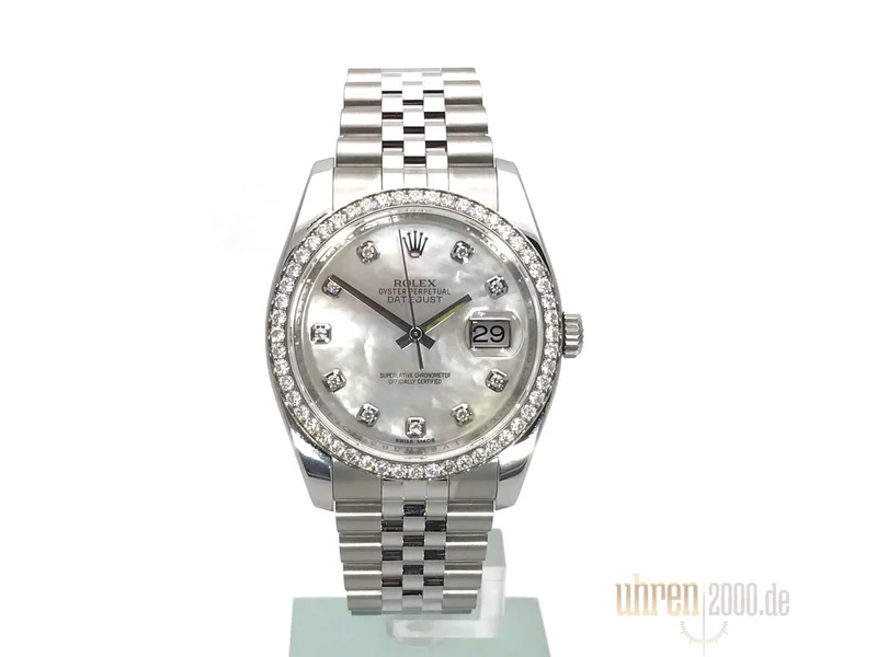 Rolex Datejust 36 Weißgold Diamant Lünette 116244 Perlmutt Diamant