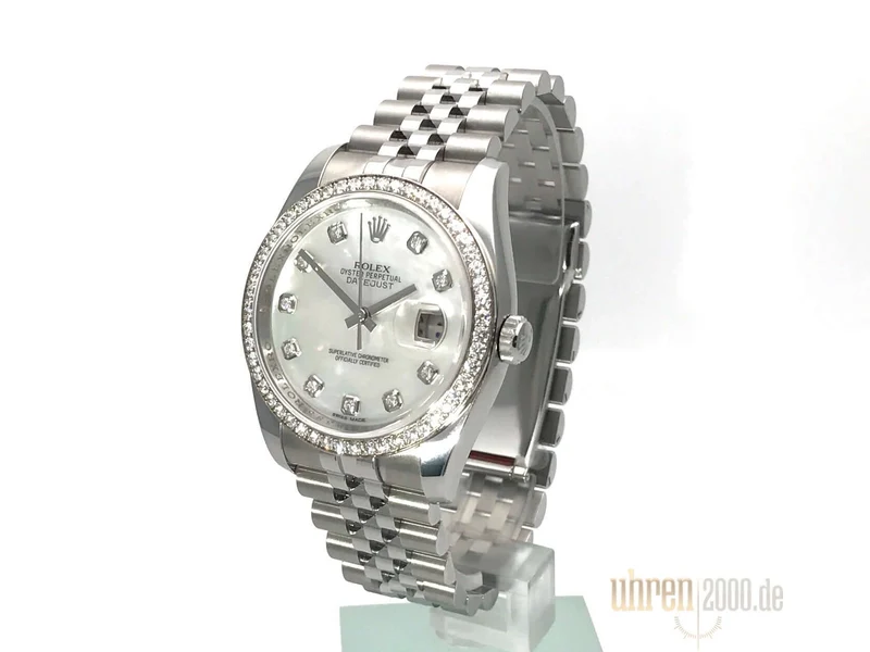 Rolex Datejust 36 Weißgold Diamant Lünette 116244 Perlmutt Diamant