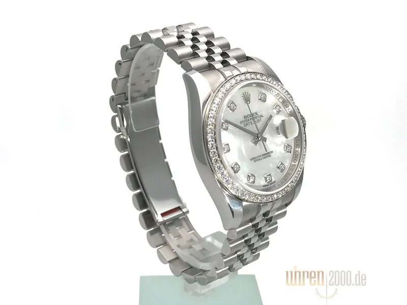Rolex Datejust 36 Weißgold Diamant Lünette 116244 Perlmutt Diamant