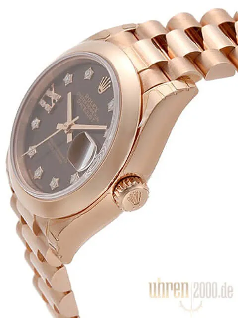 Rolex Lady-Datejust 28 18 kt Everose-Gold 279165 Choco DIA