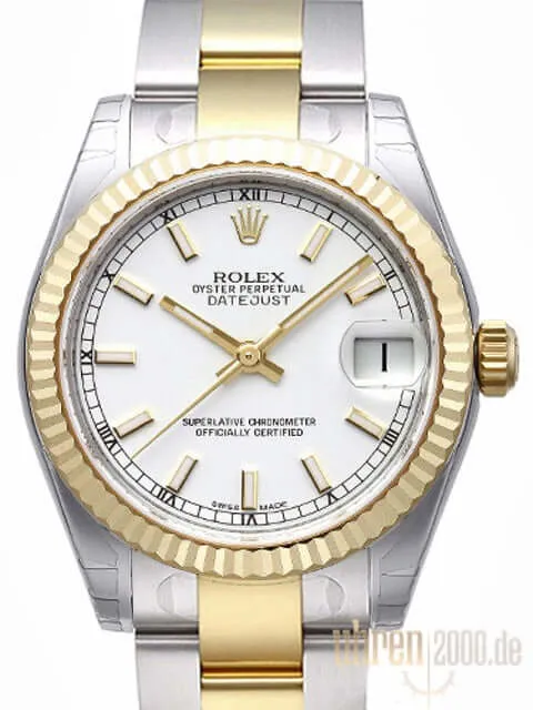 Rolex Datejust 31 Edelstahl Gelbgold 178273 Weiß