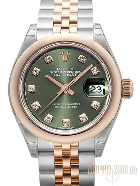 Rolex Datejust 28 279161 Olive Diamant Jubile-Band