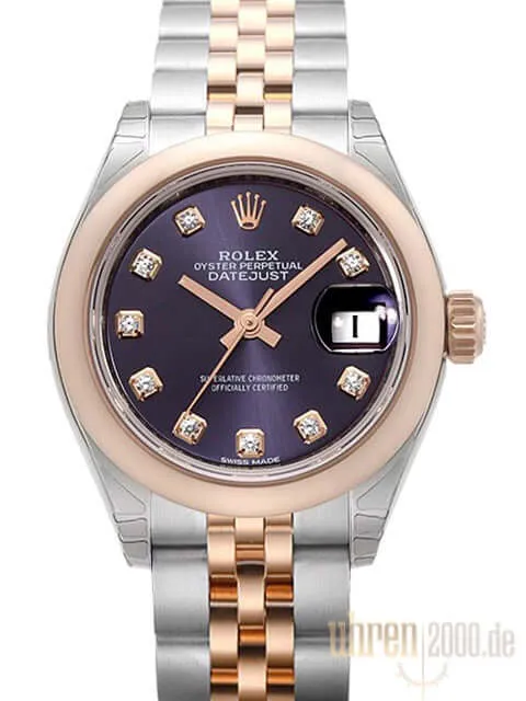 Rolex Datejust 28 279161 Aubergine Diamant Jubile-Band