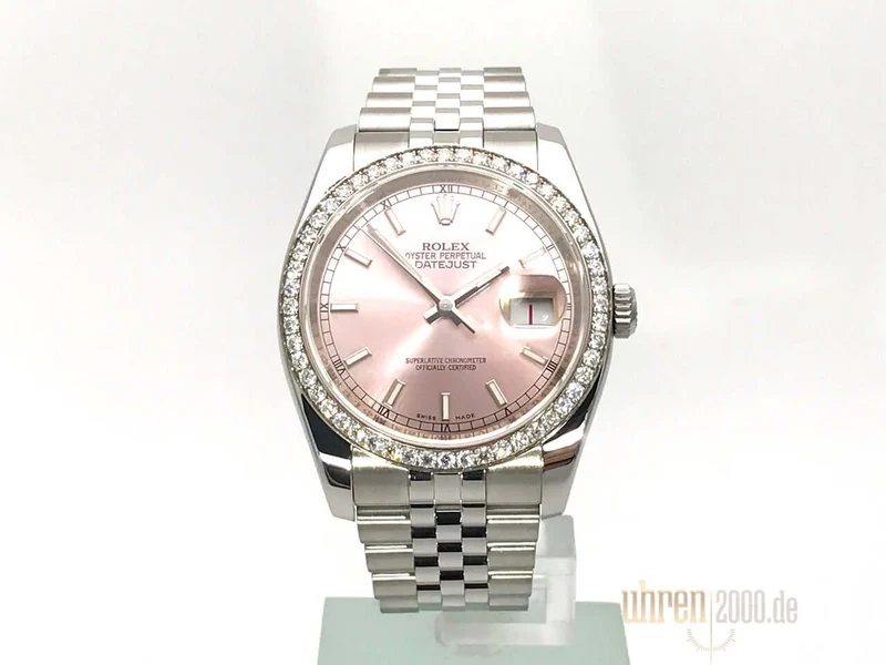 Rolex Datejust 36 Weißgold Diamant Lünette 116244 Pink aus 2010