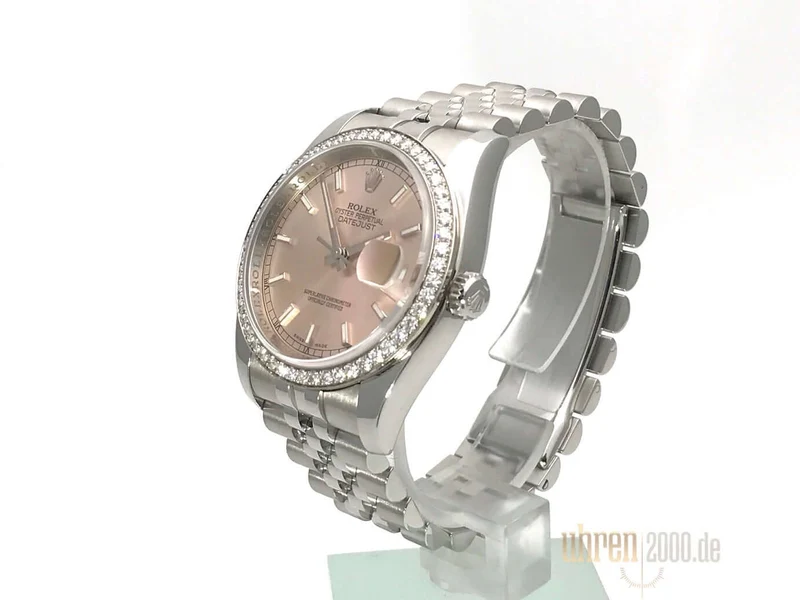 Rolex Datejust 36 Weißgold Diamant Lünette 116244 Pink aus 2010