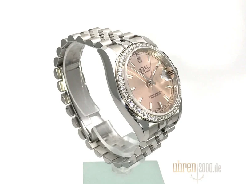 Rolex Datejust 36 Weißgold Diamant Lünette 116244 Pink aus 2010
