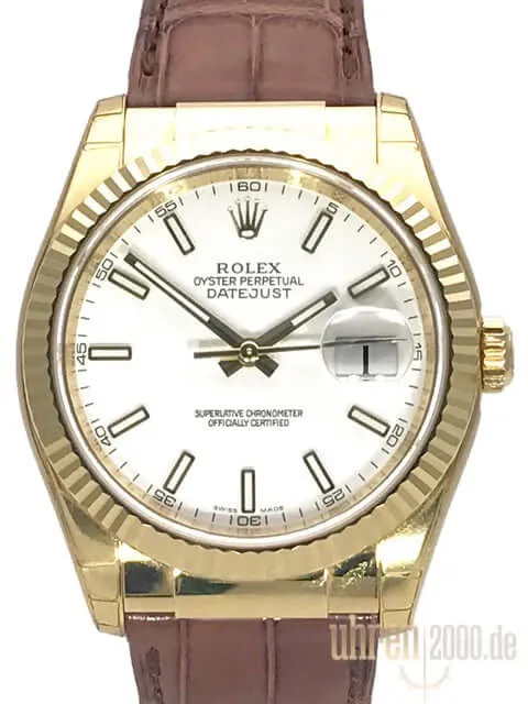 Rolex Datejust 36 Gelbgold 116138 Weiß Index