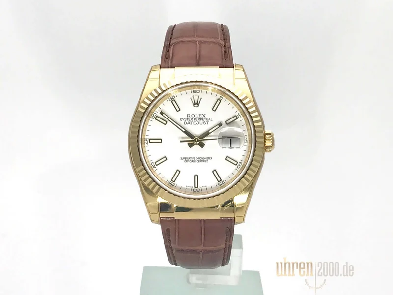 Rolex Datejust 36 Gelbgold 116138 Weiß Index