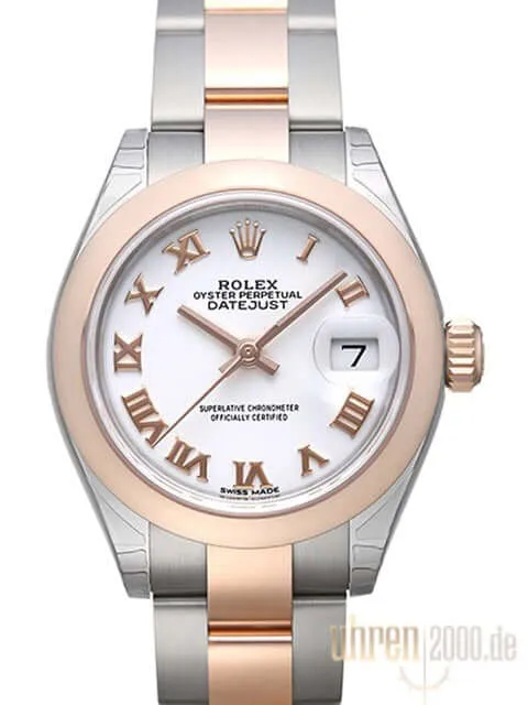 Rolex Datejust 28 279161 Edelstahl Everose‑Gold Weiß Römisch