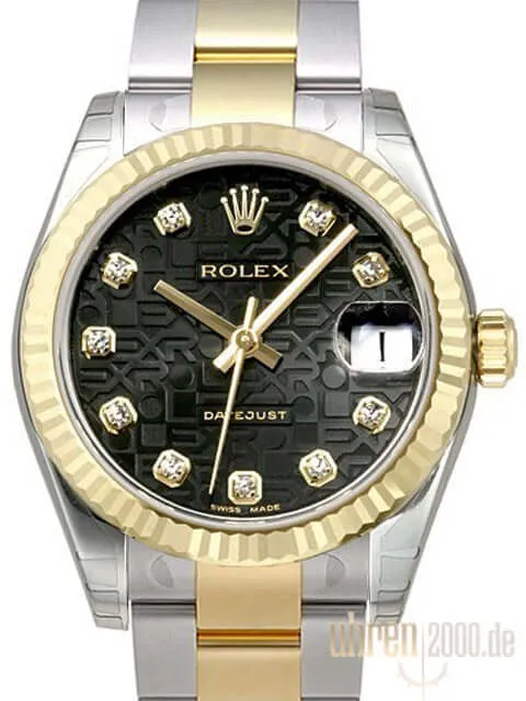 Rolex Datejust 31 Edelstahl Gelbgold 178273 Schwarz Jubile Diamant