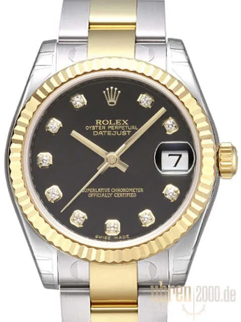 Rolex Datejust 31 Edelstahl Gelbgold 178273 Schwarz Diamant