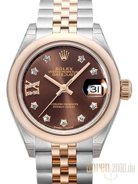 Rolex Datejust 28 279161 Choco Römisch Diamant Jubile-Band