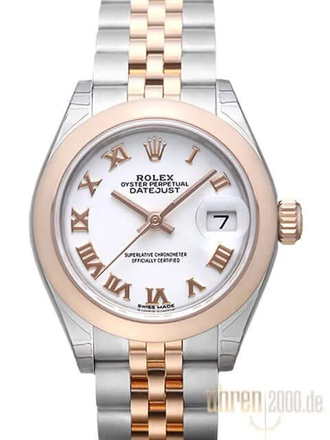Rolex Datejust 28 279161 Weiß Römisch Jubile-Band