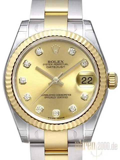 Rolex Datejust 31 Edelstahl Gelbgold 178273 Champagner Diamant