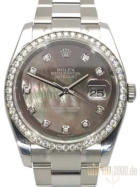 Rolex Datejust 36 Weißgold Diamant Lünette 116244 Perlmutt Diamant