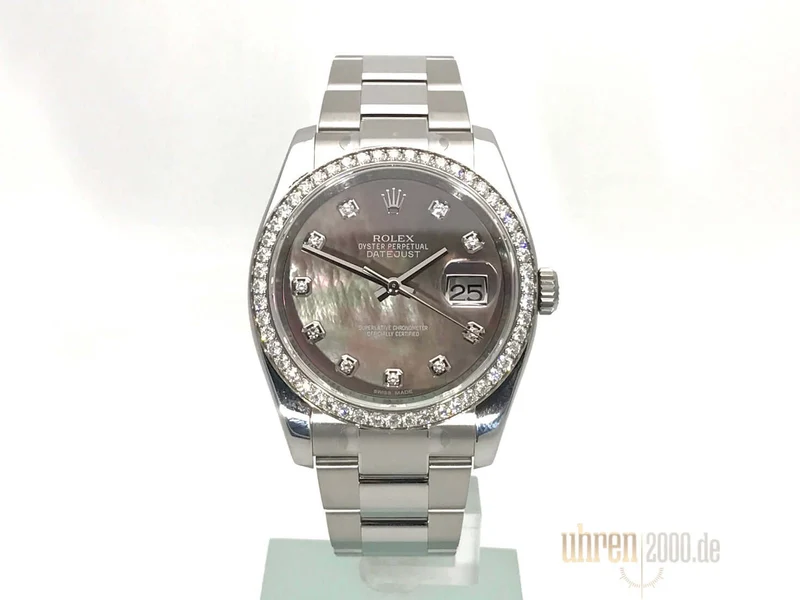 Rolex Datejust 36 Weißgold Diamant Lünette 116244 Perlmutt Diamant