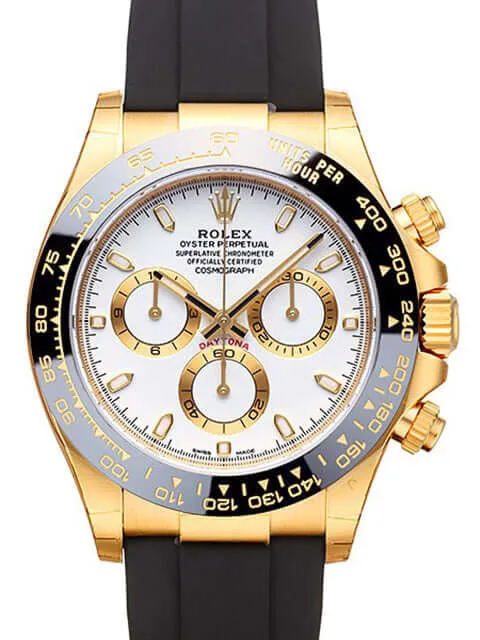 Rolex Daytona 116518LN Gelbgold Oysterflex Zifferblatt Weiß