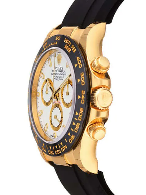 Rolex Daytona 116518LN Gelbgold Oysterflex Zifferblatt Weiß